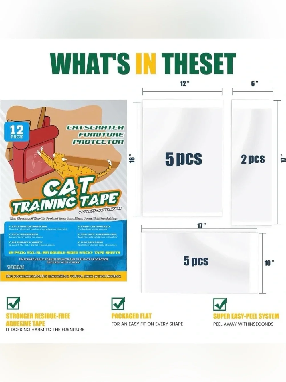 Cat Scratching Board - Cat Scratch Furniture Protector - 12 Pack Double Sided An